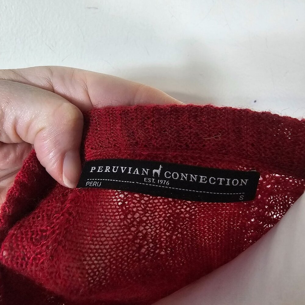 Peruvian‎ Connection Baby Alpaca Cable Knit Tunic Sweater S Red Luxe Lightweight - Picture 7 of 10